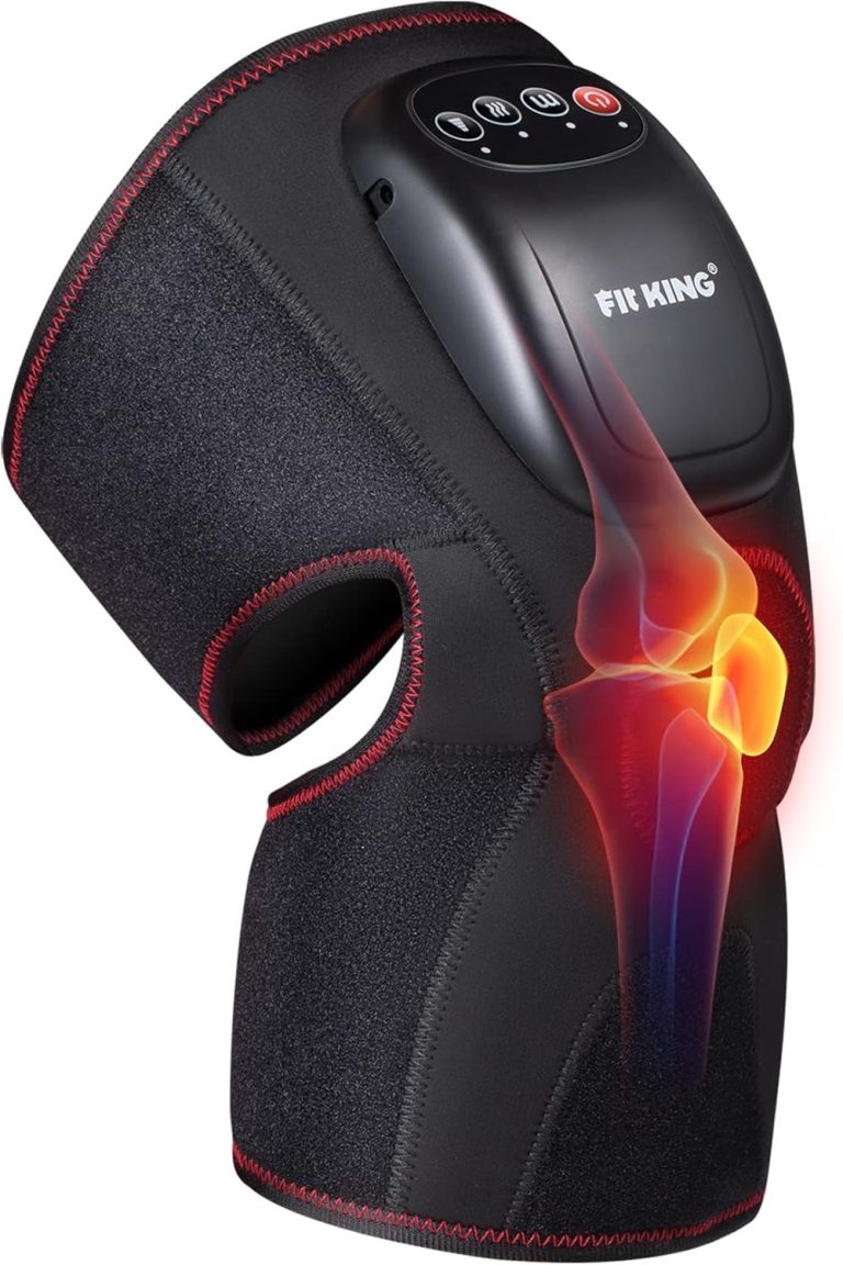 FIT KING Knee Massager with Heat, Knee Brace Wrap for Arthritis Pain Relief, Improves Circulation Around the Knee, 3 Modes and 3 Intensities, FSA and HSA Approved