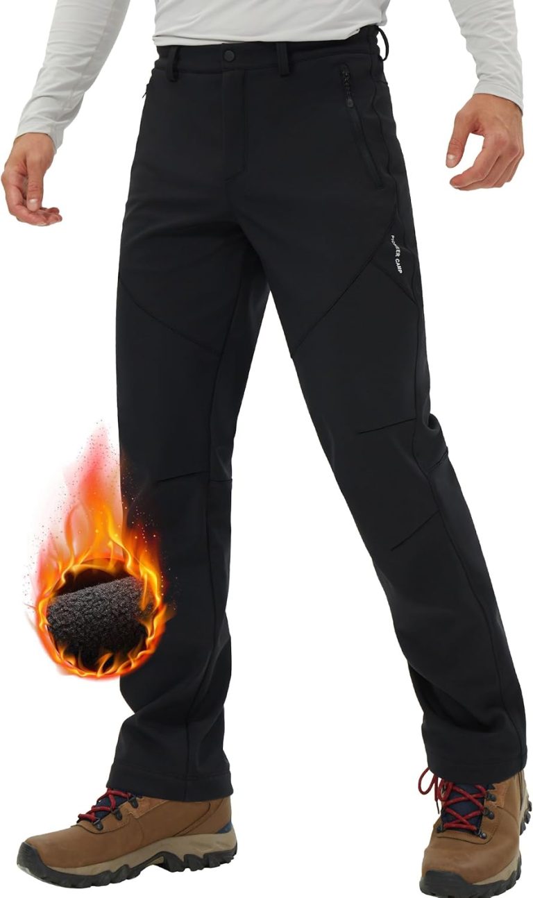 Pioneer Camp Men’s Fleece Lined Outdoor Hiking Pants Insulated Waterproof Warm Softshell Windproof Work Pant
