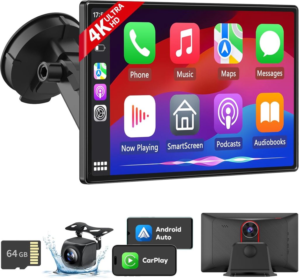 9″ Wireless Apple CarPlay Android Auto Screen – 4K Dash Cam, GPS Navigation, HD Touchscreen, AirPlay, 1080P Backup Camera, Car Stereo – by Jataza 9″ Wireless Apple CarPlay Android Auto Screen – 4K Dash Cam, GPS Navigation, HD Touchscreen, AirPlay, 1080P Backup Camera, Car Stereo – by Jataza