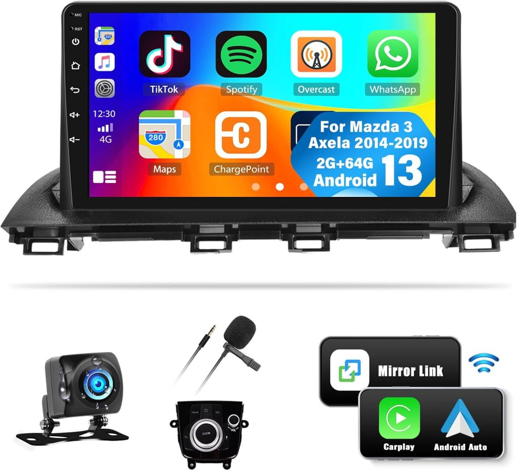 UNITOPSCI 2G+64G Android 13 Car Radio for Mazda 3 Axela 2014-2019 Wireless Apple CarPlay Android Auto GPS Navigation Bluetooth 9 Inch Touch Screen Mirror Link WiFi/FM/RDS/USB/SWC + Backup Camera Mic UNITOPSCI 2G+64G Android 13 Car Radio for Mazda 3 Axela 2014-2019 Wireless Apple CarPlay Android Auto GPS Navigation Bluetooth 9 Inch Touch Screen Mirror Link WiFi/FM/RDS/USB/SWC + Backup Camera Mic
