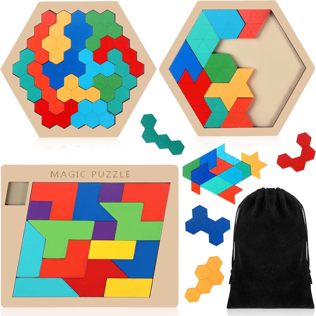 Yunsailing 3 Pack Wooden Tangram Puzzles Brain Teaser Puzzles for Adult & Kids Russian Blocks Puzzle Hexagon Wood Puzzle Geometric Jigsaw Intelligence Challenge Brain Logic Mind Game Educational Gifts Yunsailing 3 Pack Wooden Tangram Puzzles Brain Teaser Puzzles for Adult & Kids Russian Blocks Puzzle Hexagon Wood Puzzle Geometric Jigsaw Intelligence Challenge Brain Logic Mind Game Educational Gifts