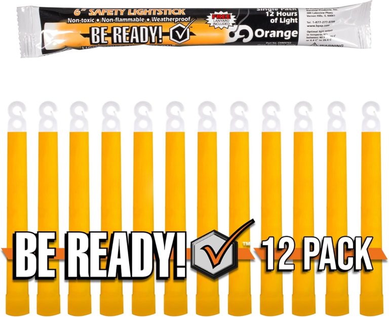 Be Ready – Orange 6″ Industrial 12 Hour Premium Emergency Safety Chemical Light Glow Sticks – 12 Pack