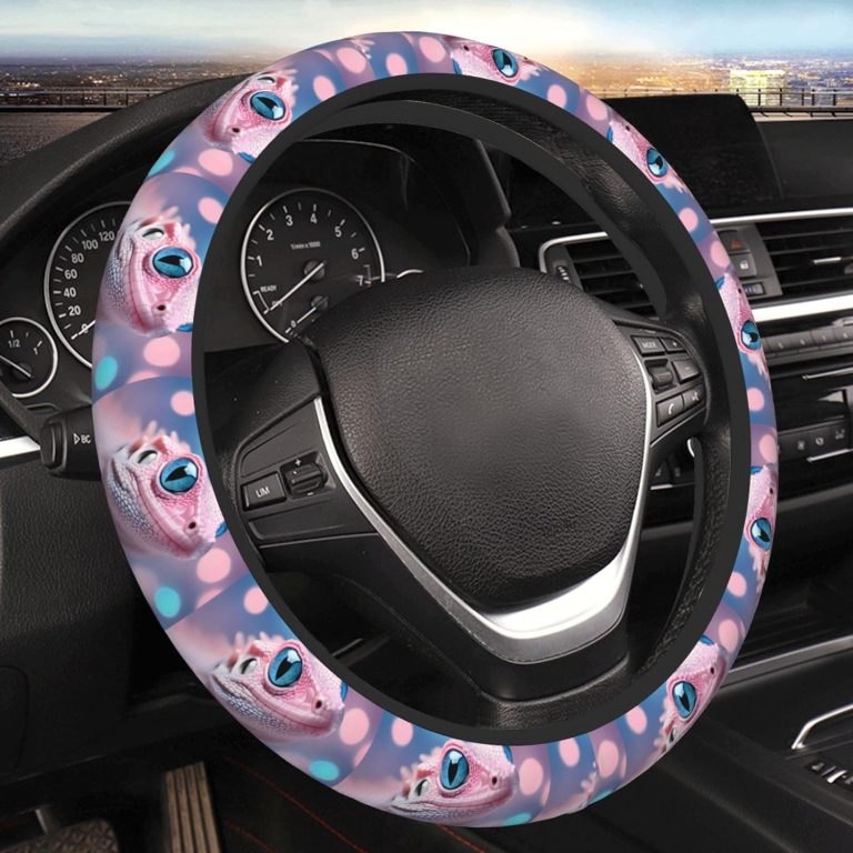Pink Lizard Thicken Elastic Steering Wheel Cover Car Accessories Non-Slip, Breathable and Sweat-Absorbent Fits 15 Inch Car Steering Wheel for Both Men and Women