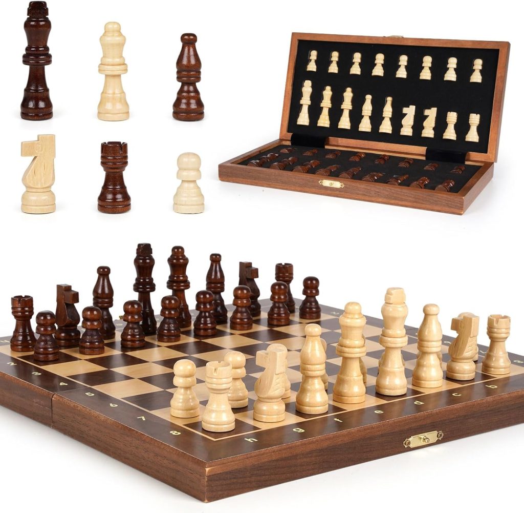 Magnetic Travel Chess Set 12-inch Wooden Magnetic Chess Board 2 Extra Queen Folding Chessboard for Storage Toys & Games for Adults Vintage Chess Game – Family Board Games Educational Toy Sets Magnetic Travel Chess Set 12-inch Wooden Magnetic Chess Board 2 Extra Queen Folding Chessboard for Storage Toys & Games for Adults Vintage Chess Game – Family Board Games Educational Toy Sets