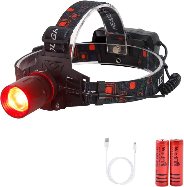 LUXJUMPER Red Light LED Headlamp Red Hunting Flashlight Super Bright 20000 Lumens 3 Lighting Modes Rechargeable Waterproof Lightweight Headlight for Hunting Stargajing Astronomy Running Fishing