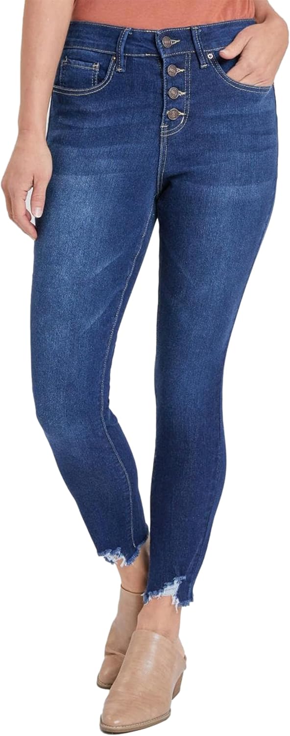 Royalty For Me Womens YMI Jeans Women’s Exposed 4 High Rise Button Skinny Ankle Sustainable Jeans