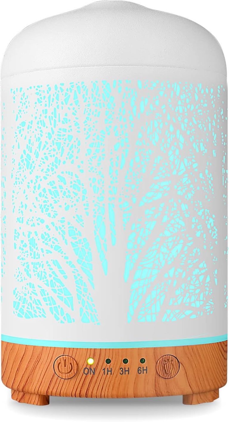 200ML Aromatherapy Diffuser White Forest Ultrasonic Essential Oil Diffuser with Intermittent Setting LED Colorful Night Light Cool Mist Humidifier for Bedroom Office Home Décor