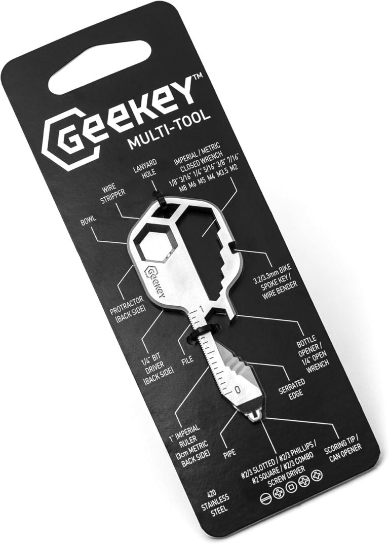 Geekey Multi-tool | Original Key Shaped Pocket Tool | Stainless Steel Keychain Utility Gadget | 16+ Tools | TSA Safe Multitool | Gift for Christmas, Men, Women, Valentine’s, Birthday, Father