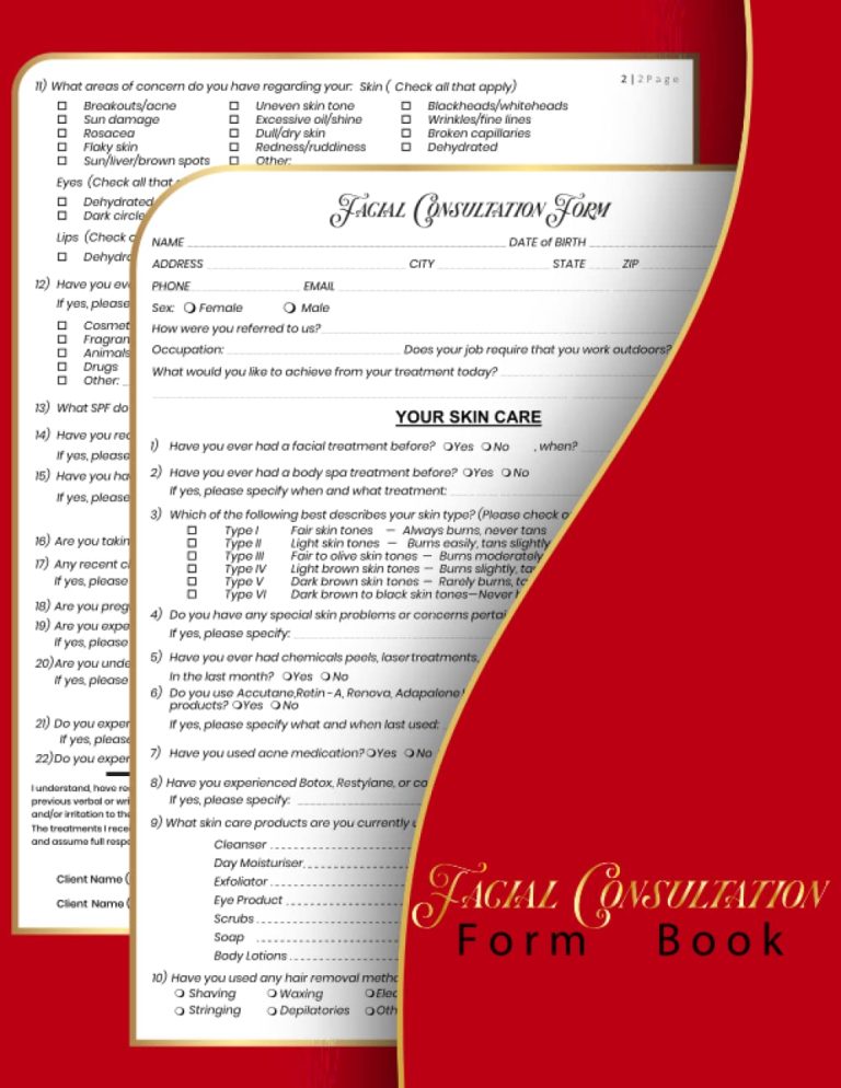 Facial Consultation Form Book: | 50 Client Intake Forms ( Beauty Salon Business Forms ) 8.5×11 Inch.