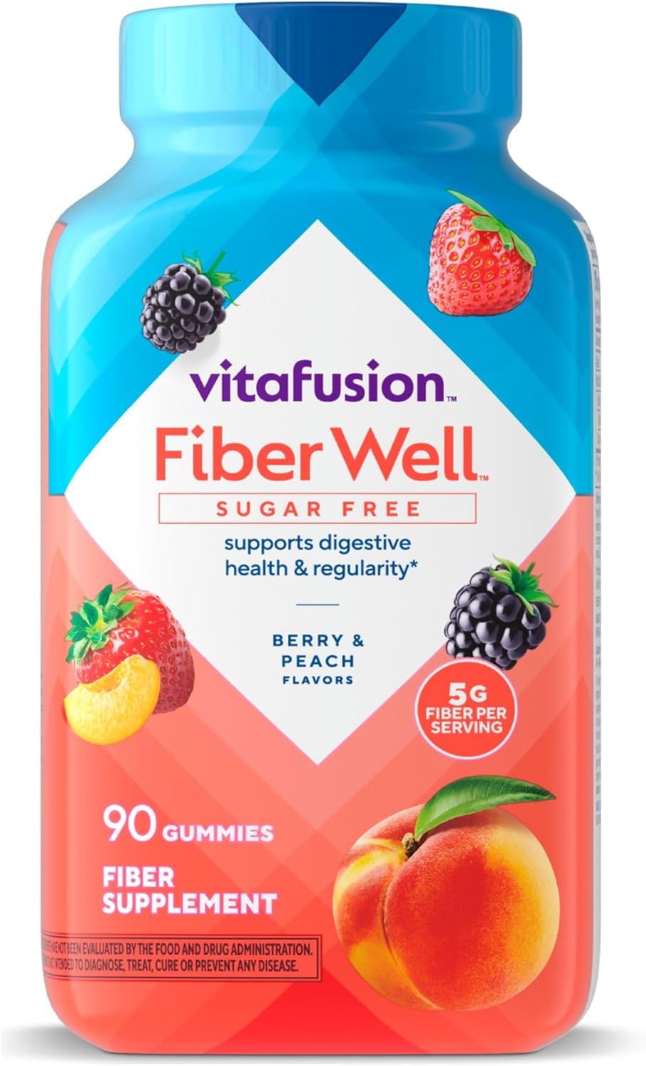 Vitafusion Fiber Well Sugar Free Fiber Supplement, Peach, Strawberry And Blackberry Flavored Supplements, 90 Count Vitafusion Fiber Well Sugar Free Fiber Supplement, Peach, Strawberry And Blackberry Flavored Supplements, 90 Count