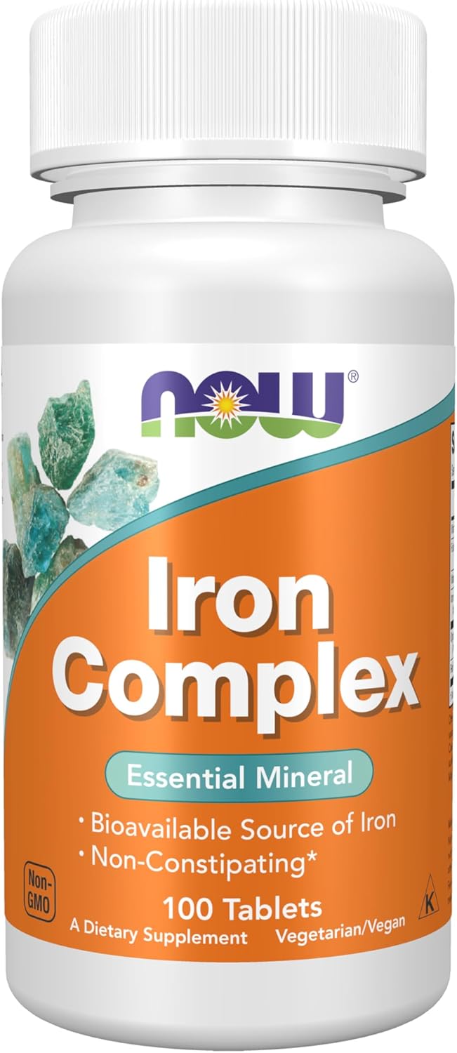 NOW Foods Supplements, Iron Complex, Non-Constipating*, Essential Mineral, 100 Tablets NOW Foods Supplements, Iron Complex, Non-Constipating*, Essential Mineral, 100 Tablets