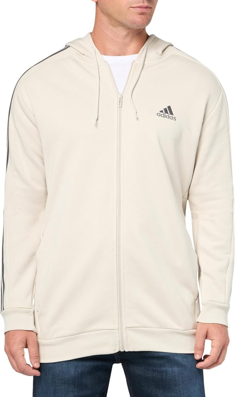 adidas Men’s Essentials 3-Stripes Fleece Full-Zip Hoodie