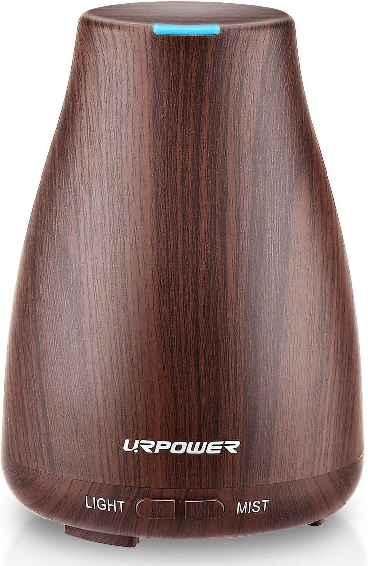 URPOWER 2nd Version Essential Oil Diffuser Aroma Essential Oil Cool Mist Humidifier with Adjustable Mist Mode,Waterless Auto Shut-Off and 7 Color Lights Changing for Home Office Baby