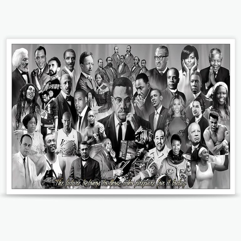 African American Wall Art Martin Luther King Malcolm X‎ Black History Month Poster Black Art Prints Vintage Black and White Inspirational Wall Decor for Bedroom Living Room 12x16in Unframed
