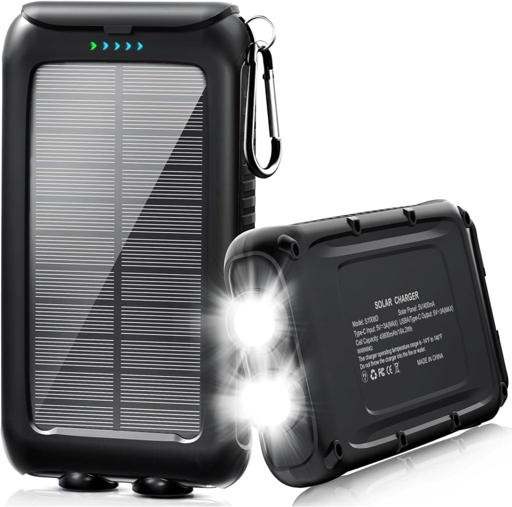 Solar-Charger-Power-Bank-49800mAh Portable Solar Phone Charger with LED Flashlight/15W Fast Charge USB C Waterproof External Backup Battery Pack for All Cell Phones & Electronic Devices Solar-Charger-Power-Bank-49800mAh Portable Solar Phone Charger with LED Flashlight/15W Fast Charge USB C Waterproof External Backup Battery Pack for All Cell Phones & Electronic Devices