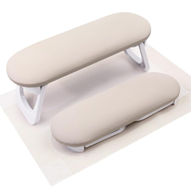 Subay Arm Rest for Nails Tech, Foldable PU Leather Nail Arm Rest for Acrylic Nails Cushion Hand Holder, Hand Rest Pillow Nail Art Accessories Tool for Manicure Pedicure Salon Home Use – Light Brown