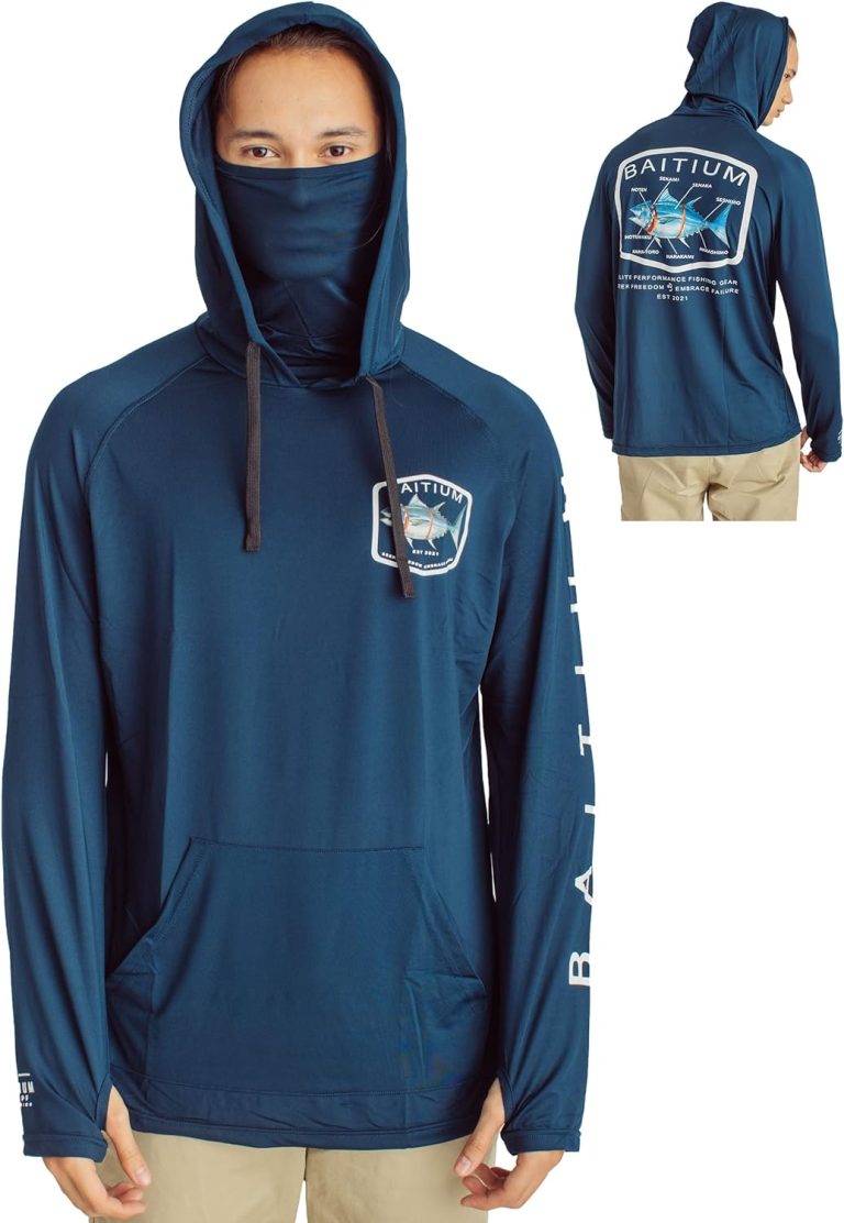 Fishing Shirts for Men, Mens Fishing Shirts Long Sleeve, UPF 50 Hoodie with Gaiter, Fishing Clothes for Men, Fishing Gear