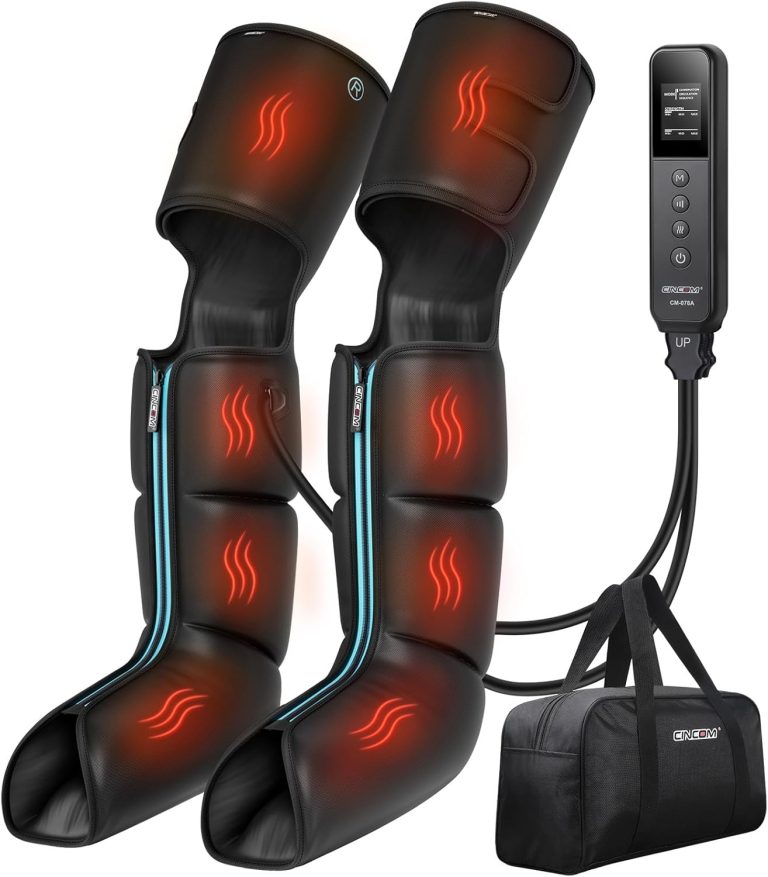 CINCOM Leg Massager with Heat and Compression, Leg Massager for Circulation and Pain Relief FSA HSA, 3 in 1 Air Compression Boots for Leg Calf & Foot Recovery Edema Relief, Gifts