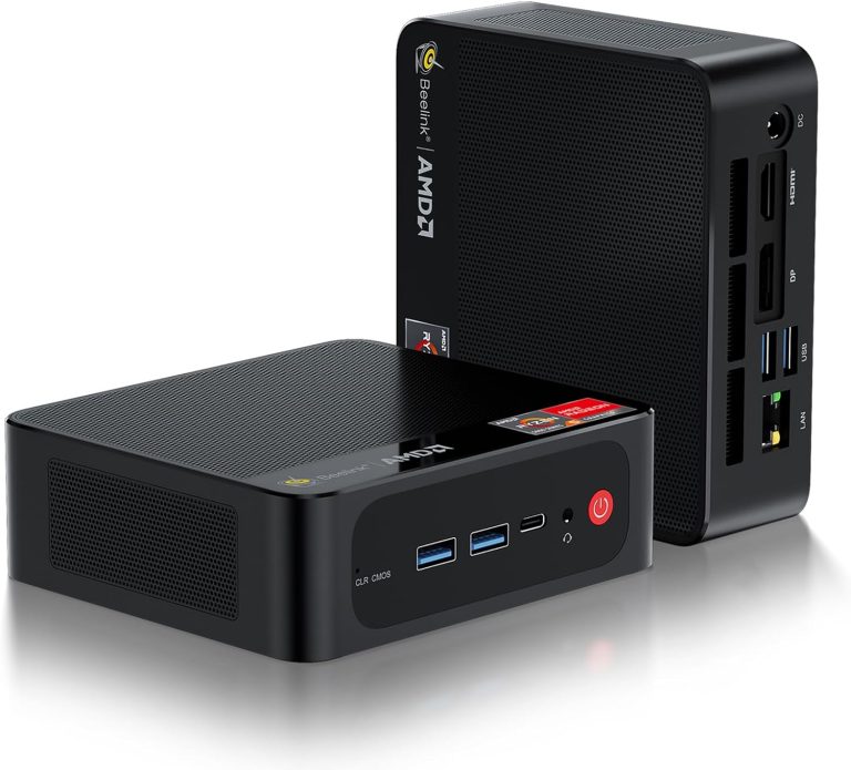 Beelink Mini PC, AMD Ryzen 7 5850U (8C/16T, up to 4.4GHz), 32GB DDR4 500GB M.2 NVMe SSD, SER5 Pro Mini Desktop Computer Support 4K@60Hz Triple Display/DP1.4/HDMI/Type-C/WiFi 6/BT5.2/Gaming/Office/Home