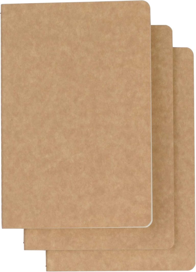 3 Pack Travel Journal Notebook for Travelers or School – Kraft Brown Soft Cover – 5.5” x 8.25” – 96 Blank Pages with 48 Sheets