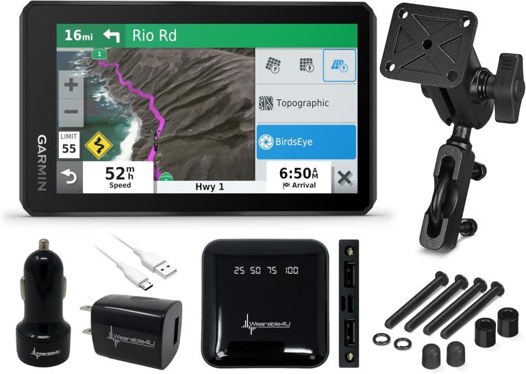 Garmin Zumo XT, All-Terrain Motorcycle GPS Navigation, 5.5-in Ultrabright and Rain-Resistant Display with Handlebar Mount Kit and Wearable4U Power Pack Bundle