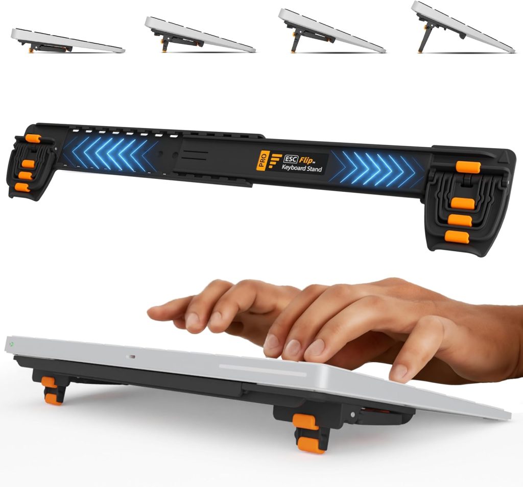 ESC Flip PRO Computer Keyboard Stand for Desktop, Adjustable Keyboard Riser for Apple Magic Keyboard, Extendable Holder for Flat-Back Keyboards Only, Ergonomic Office Desk Accessories ESC Flip PRO Computer Keyboard Stand for Desktop, Adjustable Keyboard Riser for Apple Magic Keyboard, Extendable Holder for Flat-Back Keyboards Only, Ergonomic Office Desk Accessories