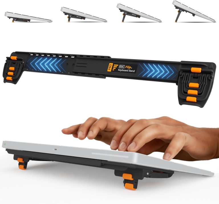 ESC Flip PRO Computer Keyboard Stand for Desktop, Adjustable Keyboard Riser for Apple Magic Keyboard, Extendable Holder for Flat-Back Keyboards Only, Ergonomic Office Desk Accessories