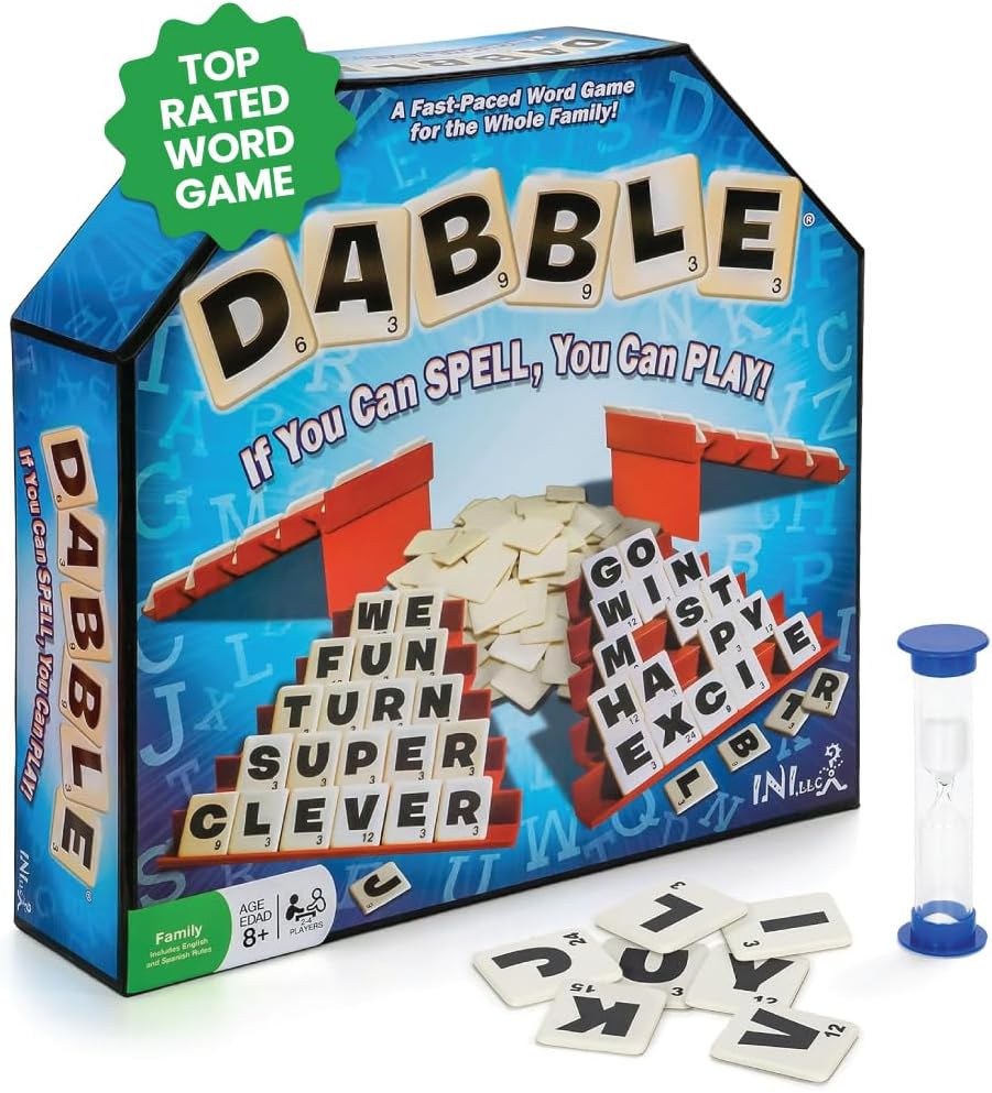 Dabble Word Game – Enhances Memory, Spelling, and Vocabulary for All Ages – Award-Winning, Engaging, Educational Entertainment for Kids, Families, and Seniors, 2-4 Players, Ages 8+ Dabble Word Game – Enhances Memory, Spelling, and Vocabulary for All Ages – Award-Winning, Engaging, Educational Entertainment for Kids, Families, and Seniors, 2-4 Players, Ages 8+