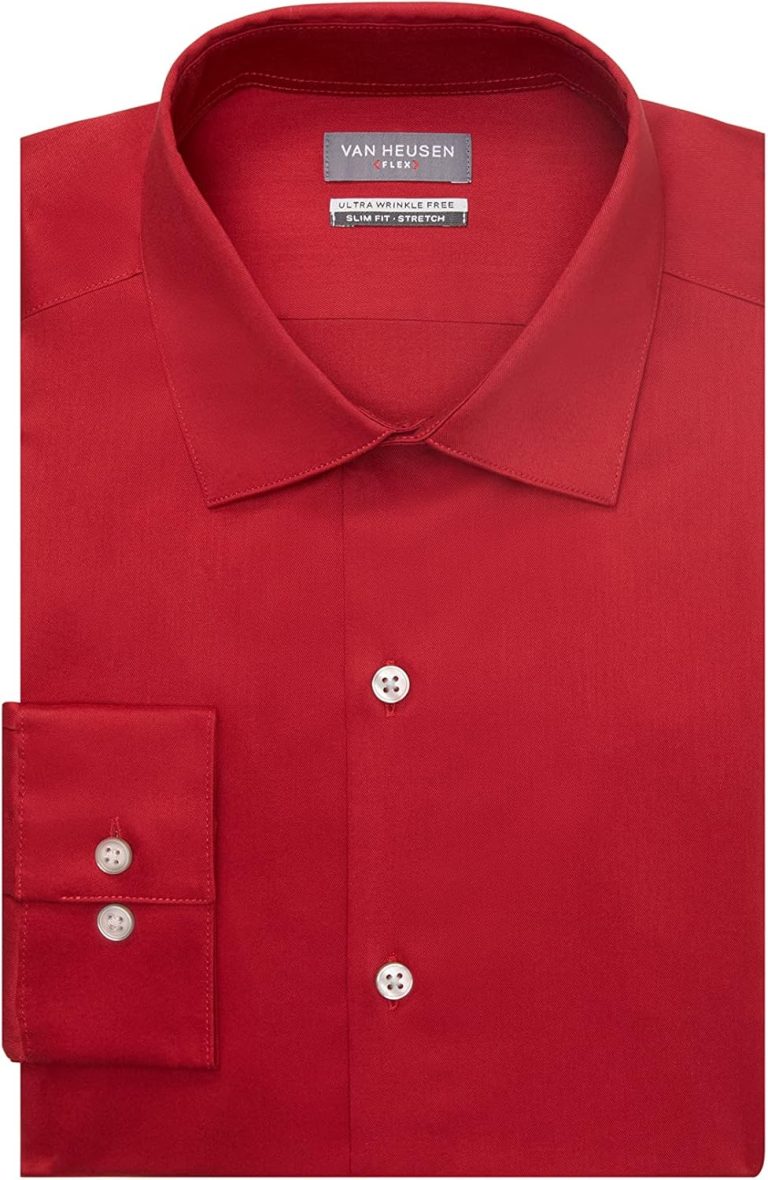 Van Heusen Men’s Dress Shirt Slim Fit Ultra Wrinkle Free Flex Collar Stretch