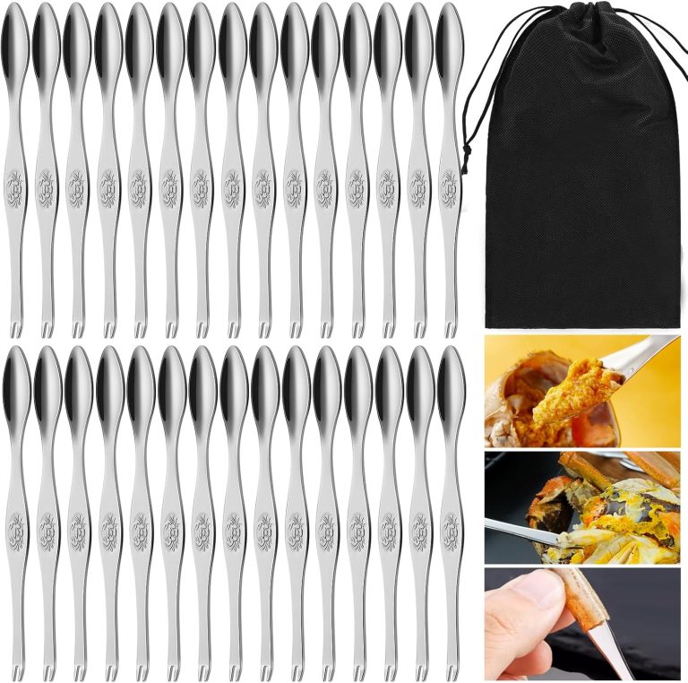 30Pcs Stainless Steel Seafood Forks, Double Headed 304 Crab Leg Forks and Spoons, Seafood Tools for Lobster