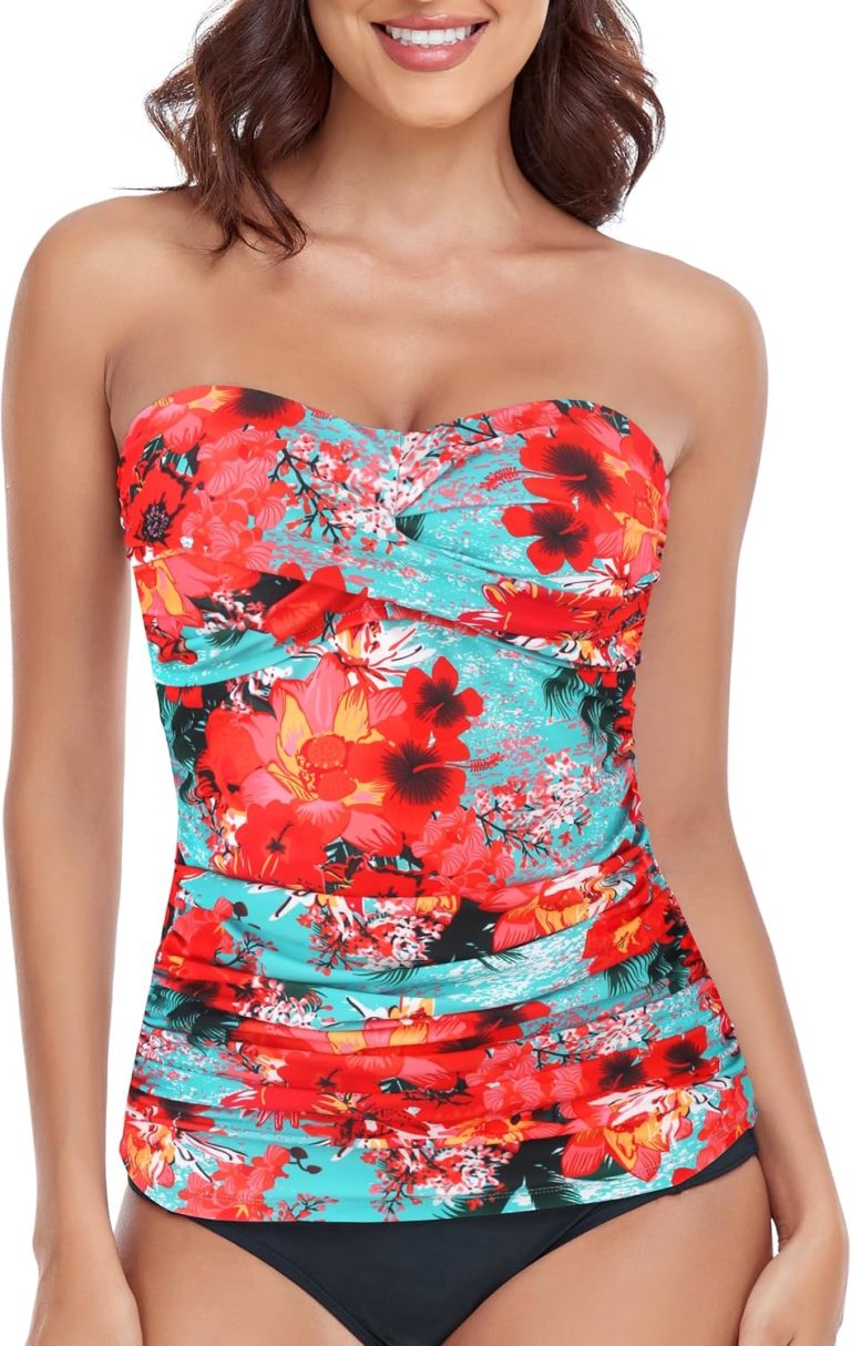 RELLECIGA Women’s Ruched Tankini Top