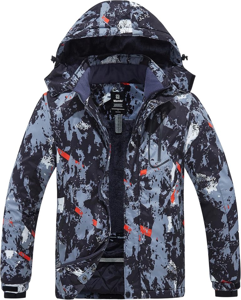 wantdo Men’s Waterproof Ski Jacket Warm Winter Snow Jacket Snowboarding Jacket with Hood