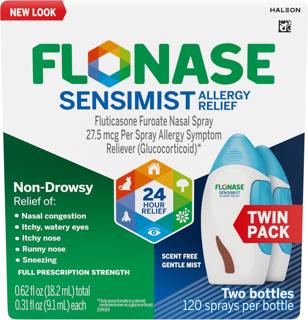 Flonase Sensimist Allergy Relief Nasal Spray for Non-Drowsy, 24-Hour Multi-Symptom Allergy Relief – 120 Sprays (Pack of 2) Flonase Sensimist Allergy Relief Nasal Spray for Non-Drowsy, 24-Hour Multi-Symptom Allergy Relief – 120 Sprays (Pack of 2)