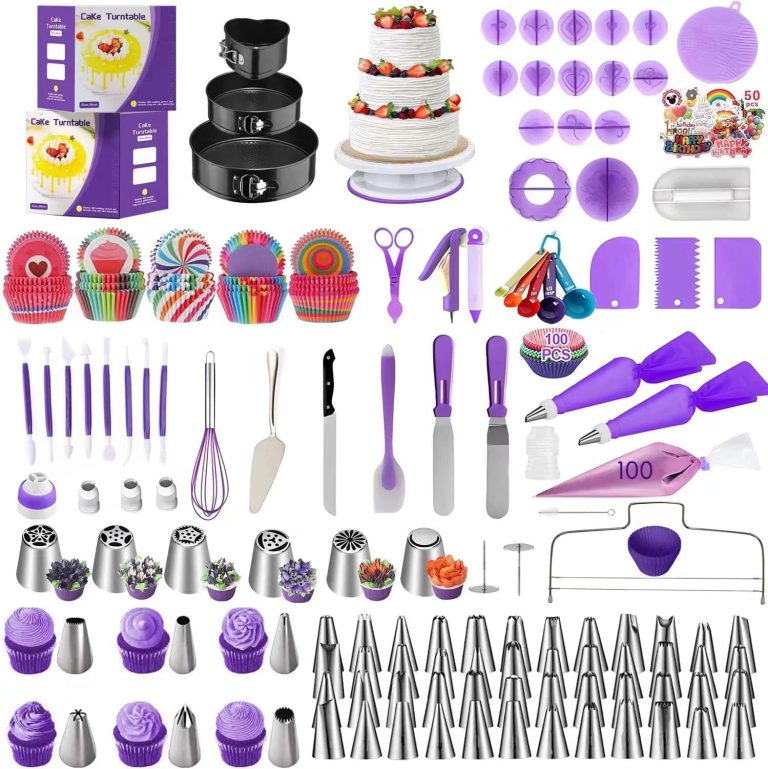 Cake Decorating Supplies 471pcs, Baking Tools Set for Cakes，Cake Turntable, Piping Icing Tips for Beginners or Professional