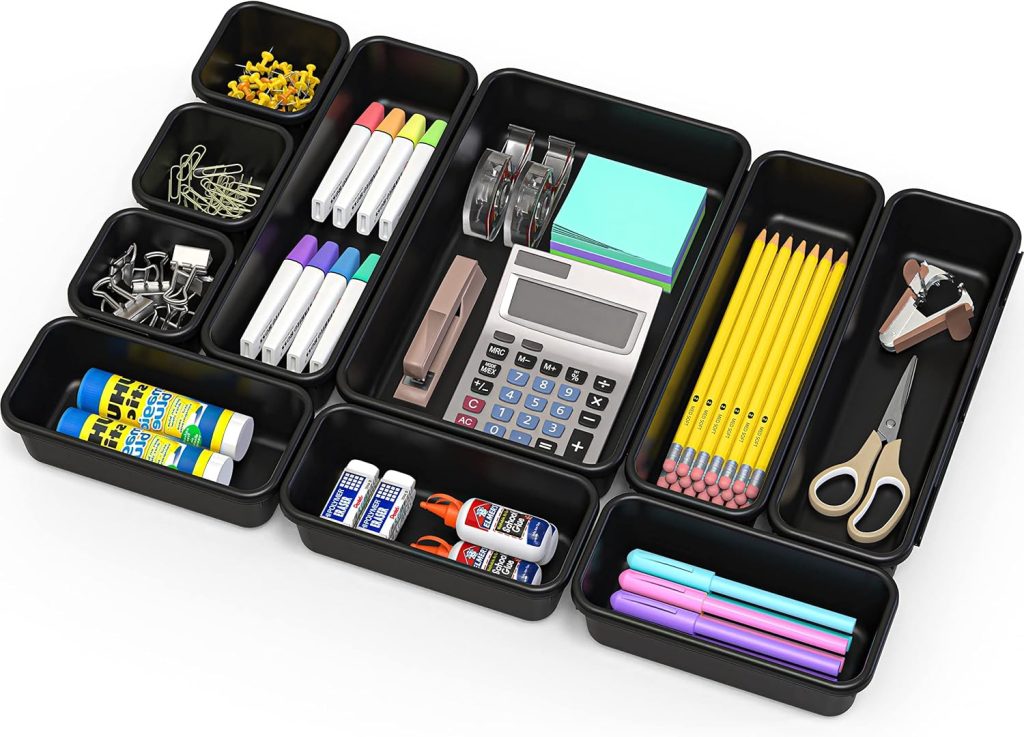 Simple Houseware Black Desk Drawer Organizer, 10 pack(3S, 3M, 3L, 1XL) Simple Houseware Black Desk Drawer Organizer, 10 pack(3S, 3M, 3L, 1XL)