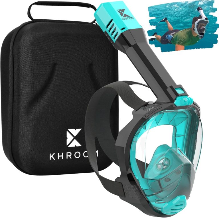 Full Face Snorkel Mask for Adults | Unique CO2 Safe Valve System | 3X Larger Snorkel for Easy Breathing | Premium Snorkel Gear from Khroom