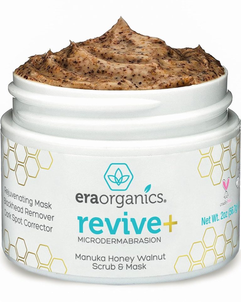 Era Organics Microdermabrasion Facial Scrub & Face Exfoliator – Spa Quality Exfoliating Mask with Manuka Honey Walnut Moisturizing Exfoliant for Dry Skin, Blackheads Wrinkles (2 oz)