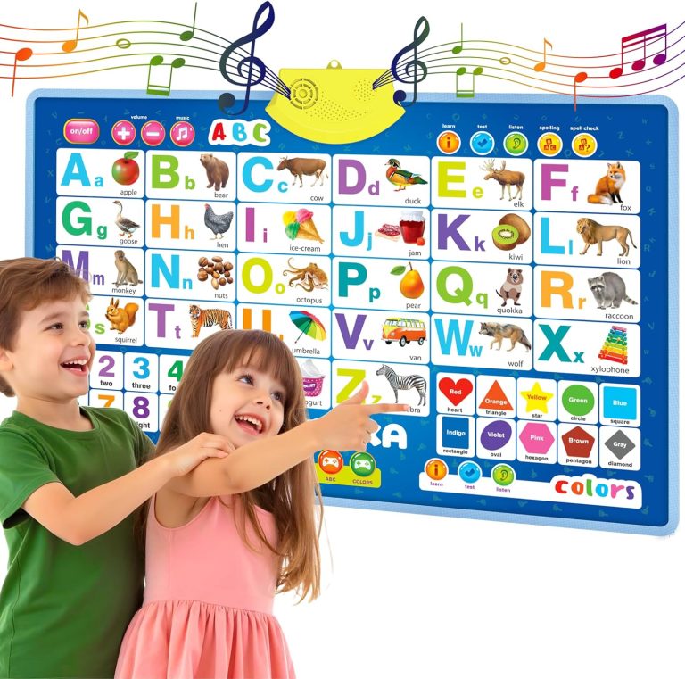 QUOKKA Educational Toys for Kids 5-7 Year Old – Blue ABC Chart Learning Wall Chart for Toddlers Age 3 4 6+ – Interactive Speech Therapy Poster Boy Girl – Autism Puzzle Game 8-10-12