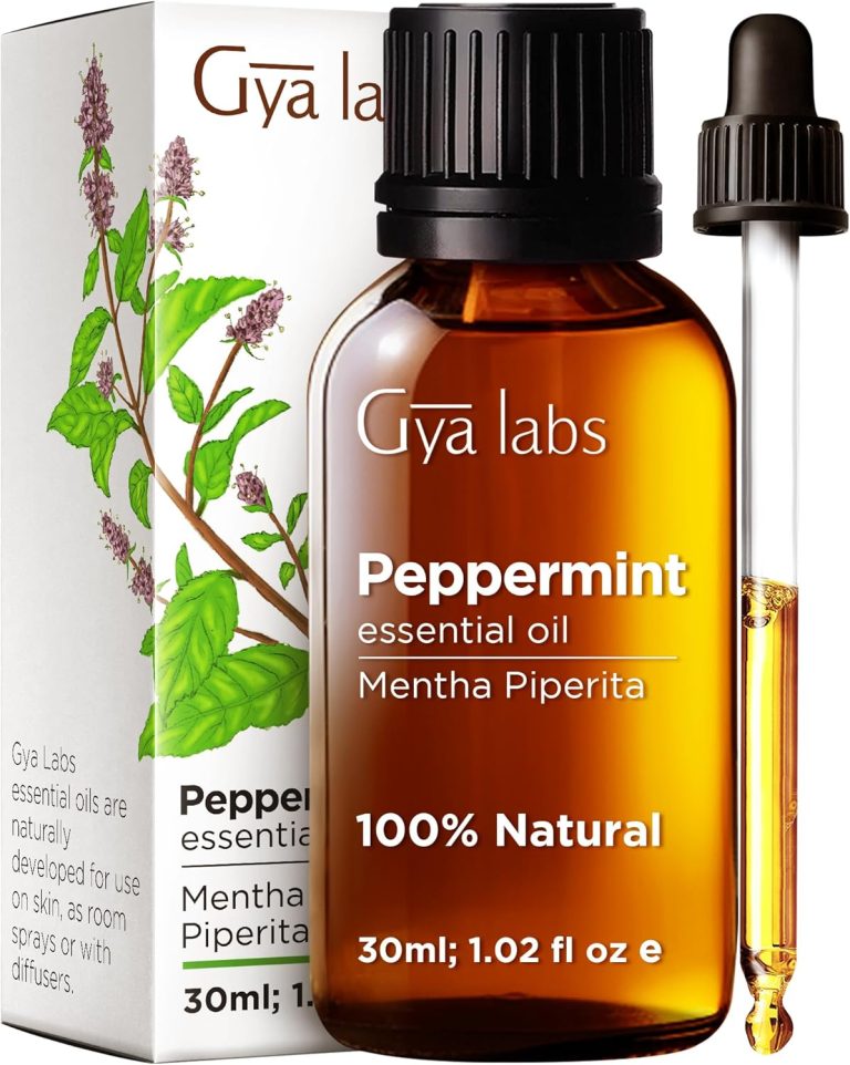 Gya Labs Peppermint Oil for Diffuser & Aromatherapy – Natural Peppermint Mint Essential Oils for Skin, Hair, DIY, Self-Care – Cooling, Minty Scent for Candle Making – 100% Natural (1.02 Fl Oz)