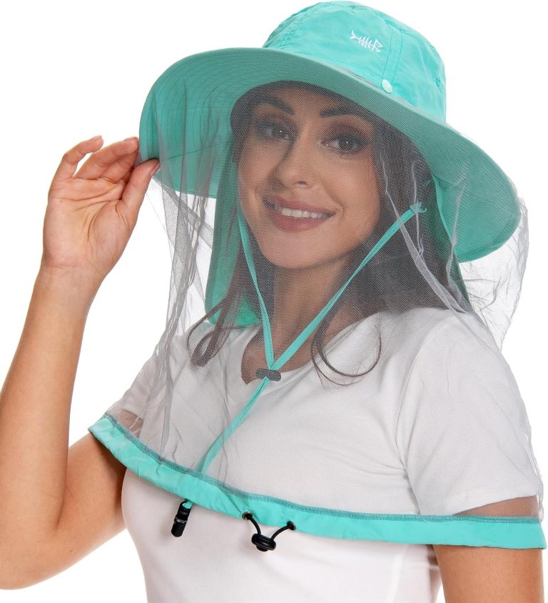 BASSDASH UPF 50+ Mosquito Sun Hat with Hidden Head Net and Neck Flap for Men Women Outdoor Fishing Hiking Camping