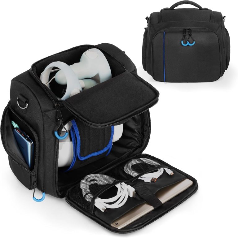 Carrying Case Compatible with Oculus Meta Quest 2/Quest 3/Quest 3S/Quest Pro/VR Elite Strap, Travel Storage Case Bag with Separate Room for Touch Controllers & Accessories (Patent Design)