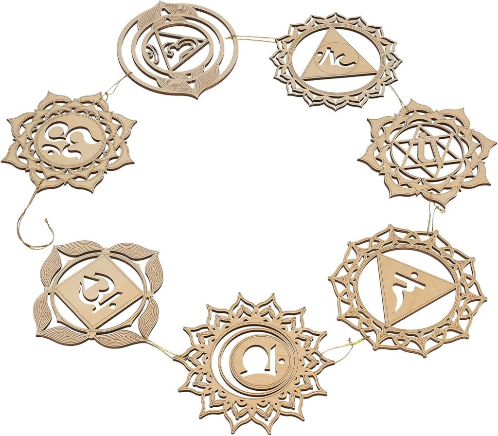 Fourth Level MFG 4″ 7 Chakras Sacred Geometry Wood Wall Art (With String), Spiritual Home Decor for Yoga/Meditation Room, Reiki Healing, Crystal Grid Fourth Level MFG 4″ 7 Chakras Sacred Geometry Wood Wall Art (With String), Spiritual Home Decor for Yoga/Meditation Room, Reiki Healing, Crystal Grid