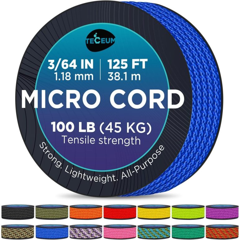 TECEUM Micro Paracord – 1.18 mm X 125 ft – Micro Utility Cord – Thin Braided Paracord Rope – Best for Crafting, DIY Projects, Fishing, Camping – Wind Chime Replacement – Survival Strong String