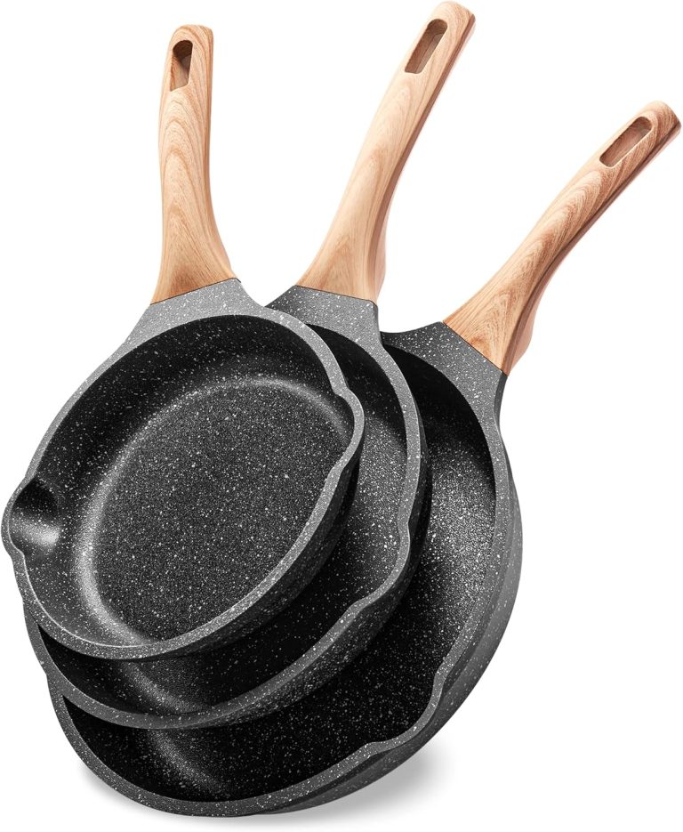 Non Stick Frying Pan Set Granite Skillet Set with 100% PFOA & PTFE Free, Induction Egg Omelette Pans for Cooking Pan Set, Cookware Set Nonstick Pots and Pans Set Gift for Women