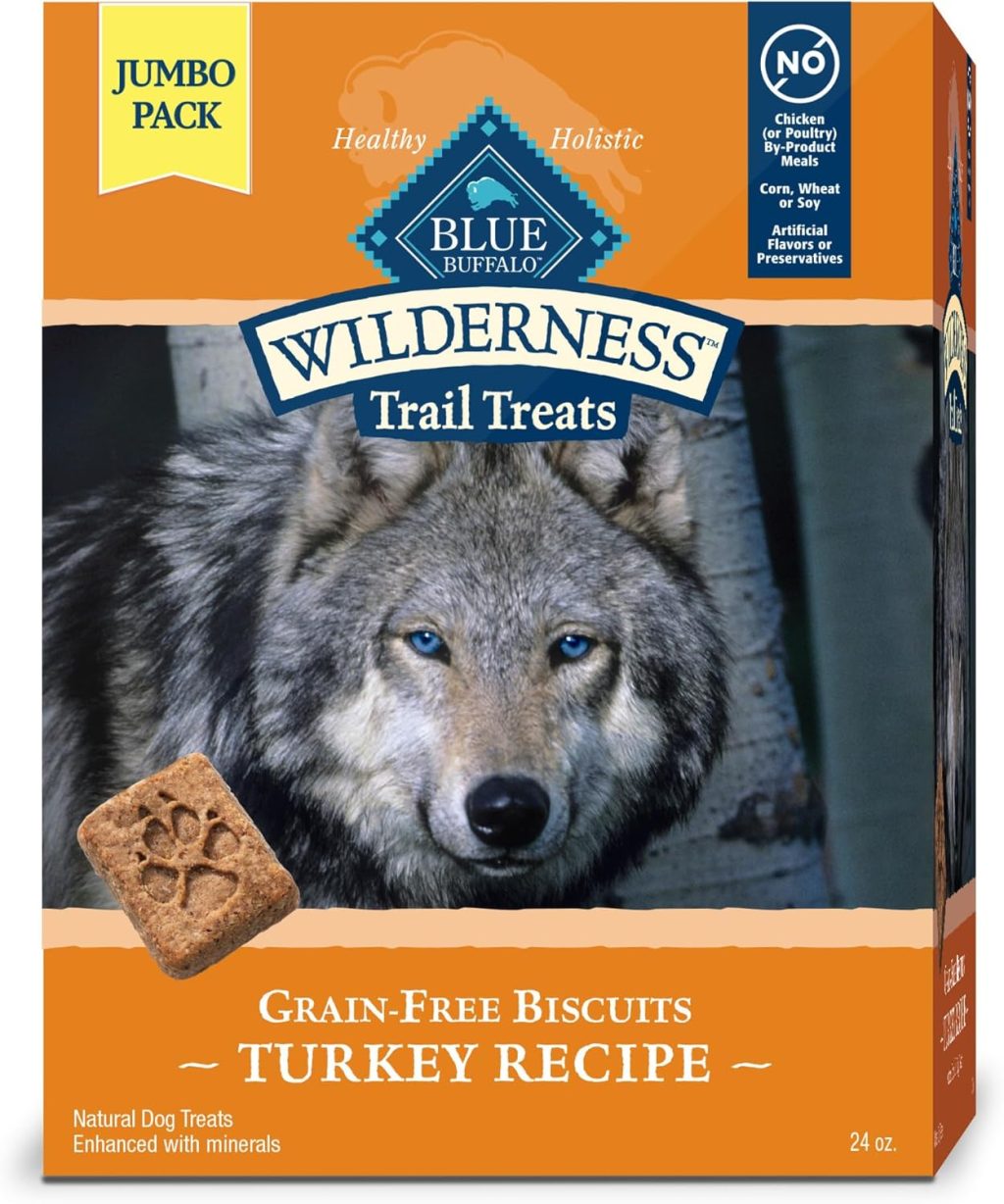 Blue Buffalo Wilderness Trail Treats High Protein Grain Free Dog Biscuits Crunchy Dog Treats, Turkey Recipe, 24-oz Bag Blue Buffalo Wilderness Trail Treats High Protein Grain Free Dog Biscuits Crunchy Dog Treats, Turkey Recipe, 24-oz Bag