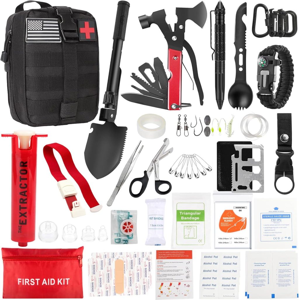 Survival Kit and First Aid Kit, Snake Bite Kit Venom Extractor Suction Pump Emergency First Aid Supplies Professional Survival Gear and Equipment for Hiking Camping Backpacking Outdoor Adventure Survival Kit and First Aid Kit, Snake Bite Kit Venom Extractor Suction Pump Emergency First Aid Supplies Professional Survival Gear and Equipment for Hiking Camping Backpacking Outdoor Adventure