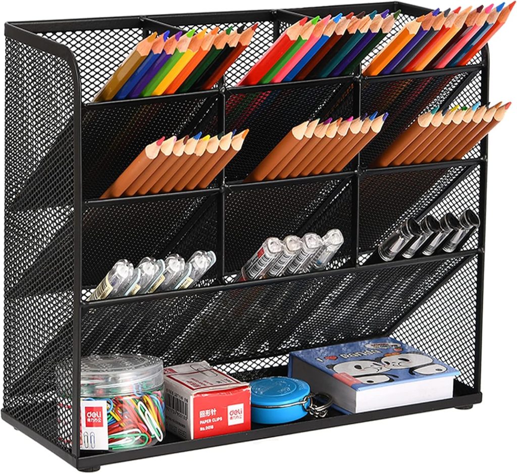 Marbrasse Mesh Desk Organizer, Multi-Functional Pen Holder, Desktop Stationary Organizer, Storage Rack for School Home Office Art Supplies (Mesh Pen Holder) Marbrasse Mesh Desk Organizer, Multi-Functional Pen Holder, Desktop Stationary Organizer, Storage Rack for School Home Office Art Supplies (Mesh Pen Holder)