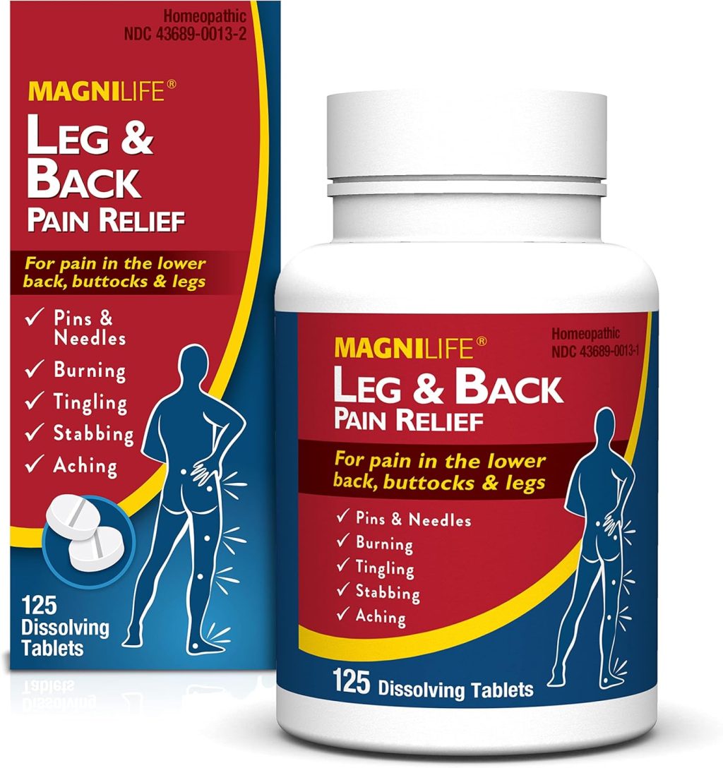 MagniLife Leg & Back Pain Relief, Fast-Acting Pain Relief, Naturally Soothe Burning, Tingling and Stabbing Pains, Symptomatic or Preventative, 125 Quick-Dissolve Tablets MagniLife Leg & Back Pain Relief, Fast-Acting Pain Relief, Naturally Soothe Burning, Tingling and Stabbing Pains, Symptomatic or Preventative, 125 Quick-Dissolve Tablets