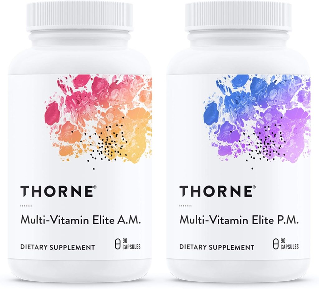 THORNE Multi-Vitamin Elite – Daily Nutritional Supplement – AM Formula Supports Cellular Energy Production and PM Formula Supports Restful Sleep – Gluten-Free, Dairy-Free – 180 Capsules – 30 Servings THORNE Multi-Vitamin Elite – Daily Nutritional Supplement – AM Formula Supports Cellular Energy Production and PM Formula Supports Restful Sleep – Gluten-Free, Dairy-Free – 180 Capsules – 30 Servings
