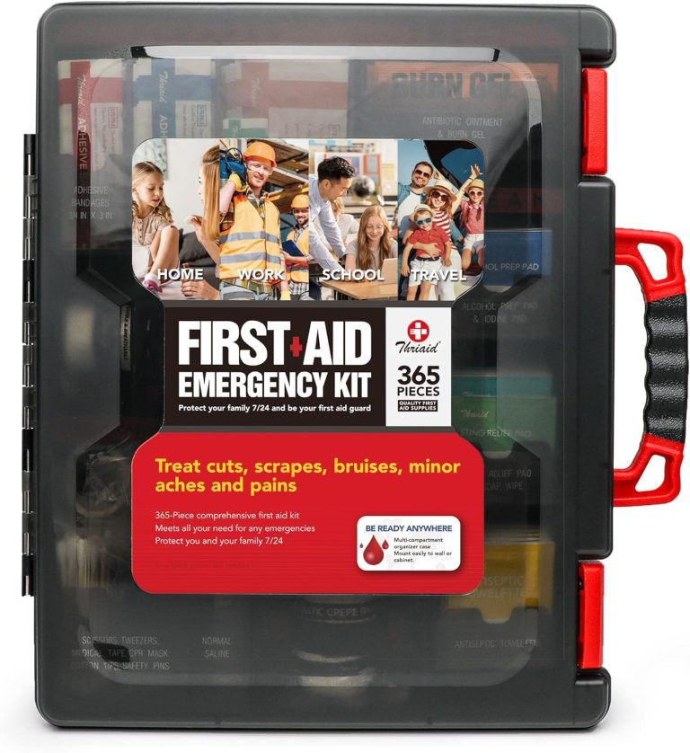 365 PCS First Aid Kit, Well-Organized Durable Hard Case, Wall-Mountable Trauma Medical Kits for Any Emergencies, Ideal for Home, Office, Instructions, Car, Travel and More (Black)